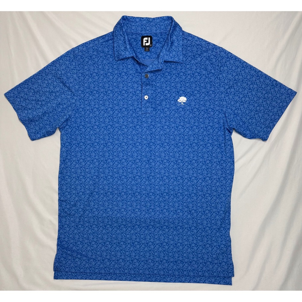 FootJoy Mens  Performance Floral Golf Polo Shirt Blue Short Sleeve Size Large